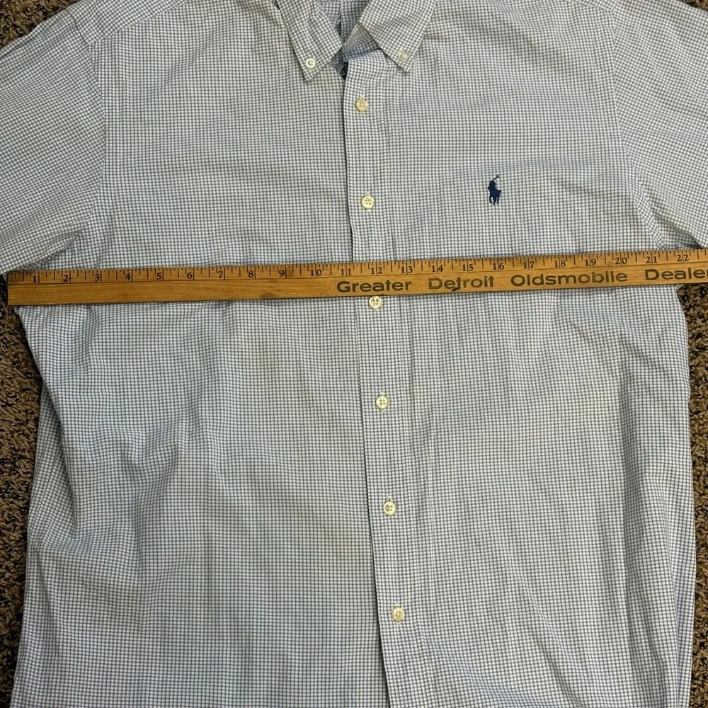 Polo Ralph Lauren Classic Fit Gingham Button Down Shirt Blue White 16.5 34/35 L